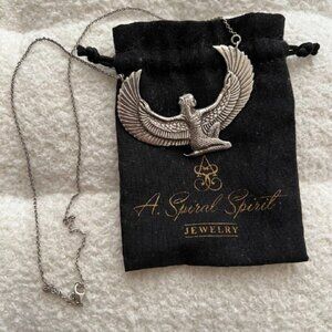 Isis Egyptian Jewelry Goddess Solid Sterling Silver Necklace Soldered Silver